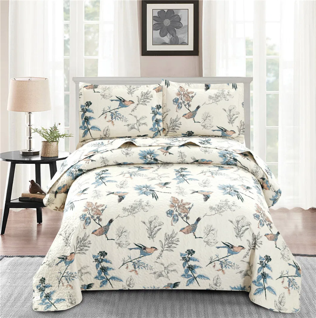 Wholesale Cheap Lightweight 100% Polyester Printed Bedding Set Bed Linen Bedsheet Ultrasonic Bedspreads Summer Quilt