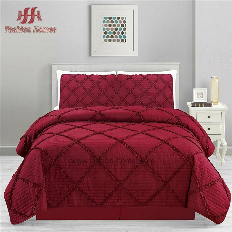 F-2916 Microfiber Bedding Bed Quilts Embroidery Bedspread Set Quilting Coverlet Quilts for Bedroom