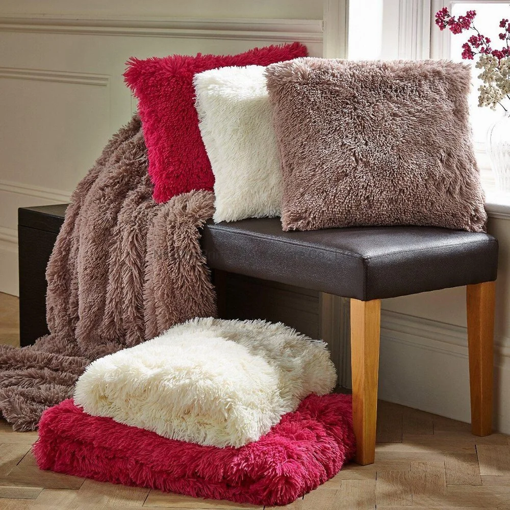 Luxury Cuddly Fur Sofa Bed Throw Blanket or Cushion Cover Shaggy Cuddly