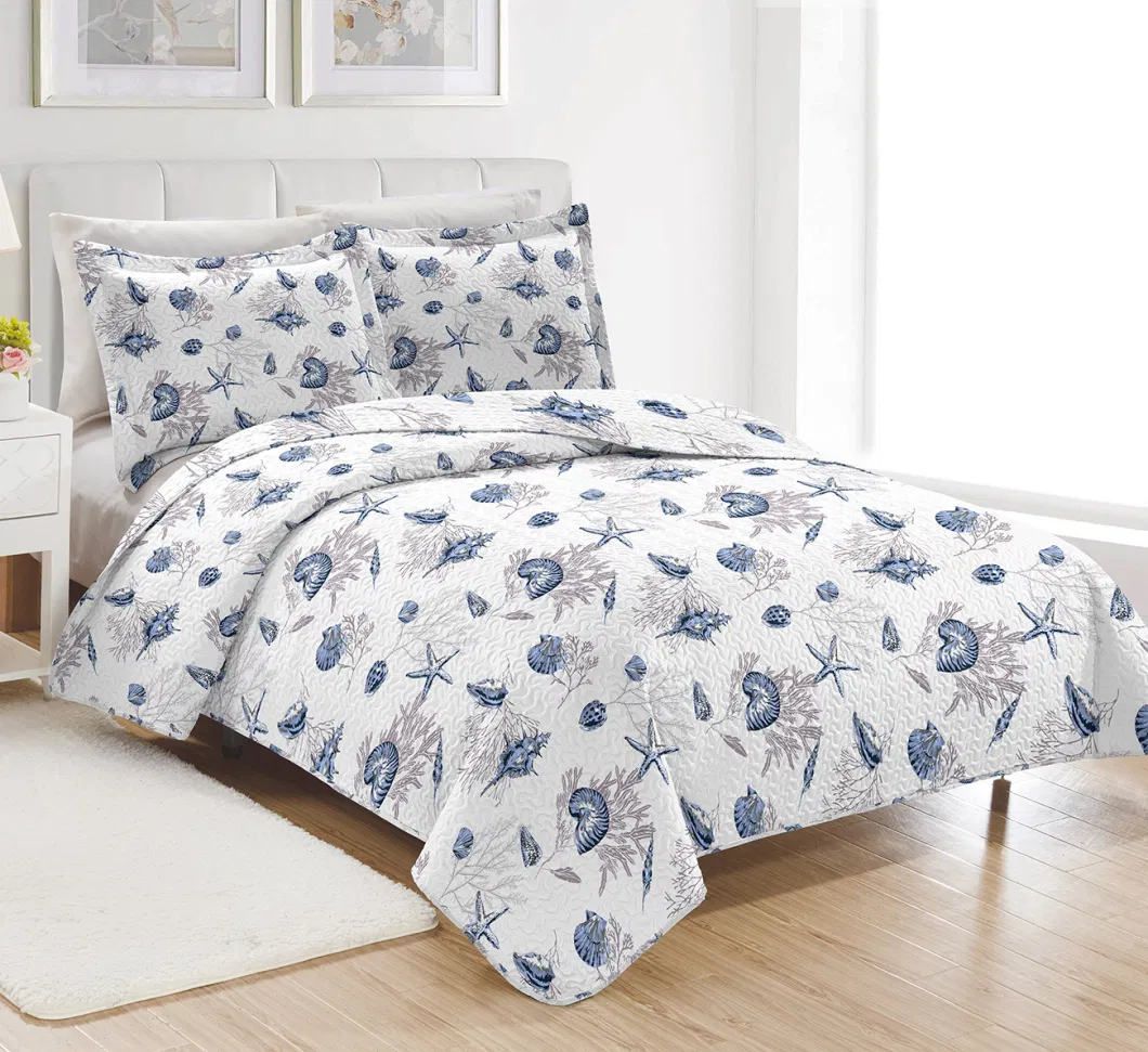 Wholesale Cheap Lightweight 100% Polyester Printed Bedding Set Bed Linen Bedsheet Ultrasonic Bedspreads Summer Quilt