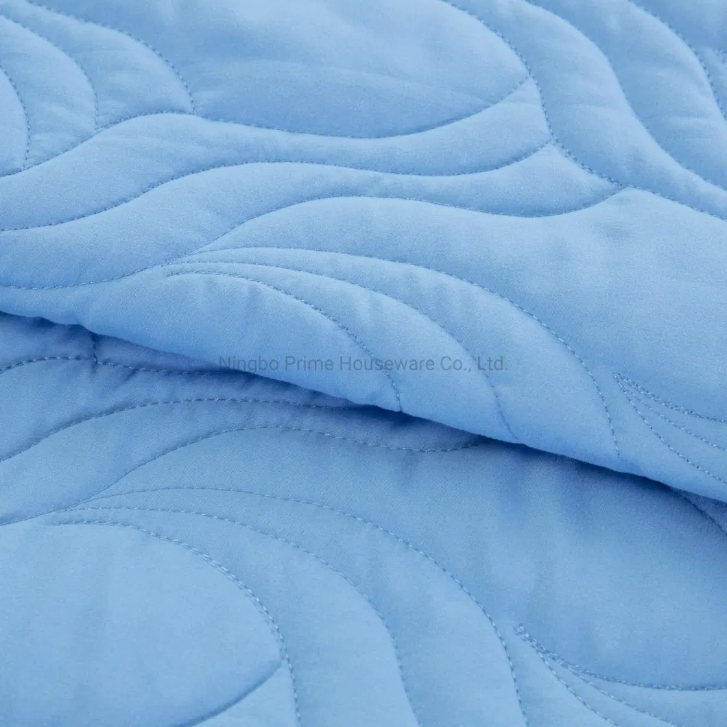 Brushed Microfiber Embroidered Twin Lightweight Quilt for Coverlet or Blanket Blue Bedding