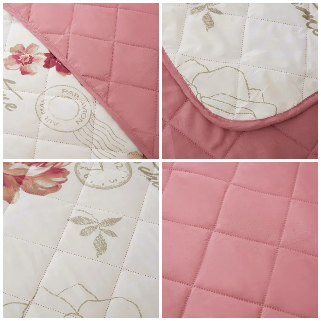 Hot Selling King Size Hotel 100% Polyester Down Alternative Microfiber Printed Flower Duvets Patchwork Quilts Summer Embroidery Bedding Quilt