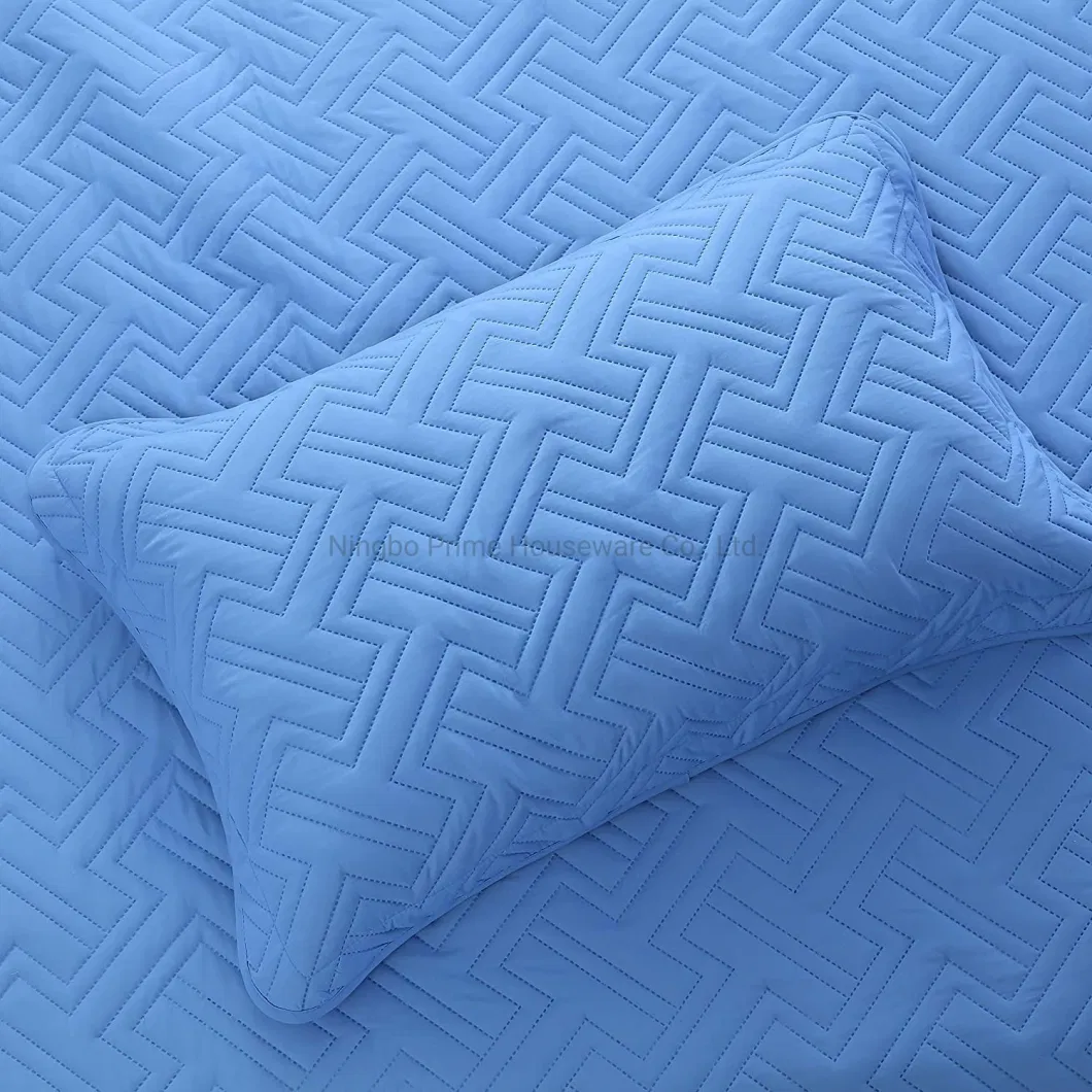 Bedding Set Solid Color Bedspread Decorative Bedspread Set Quilt with Cushion with Pillow Case-Sky Blue