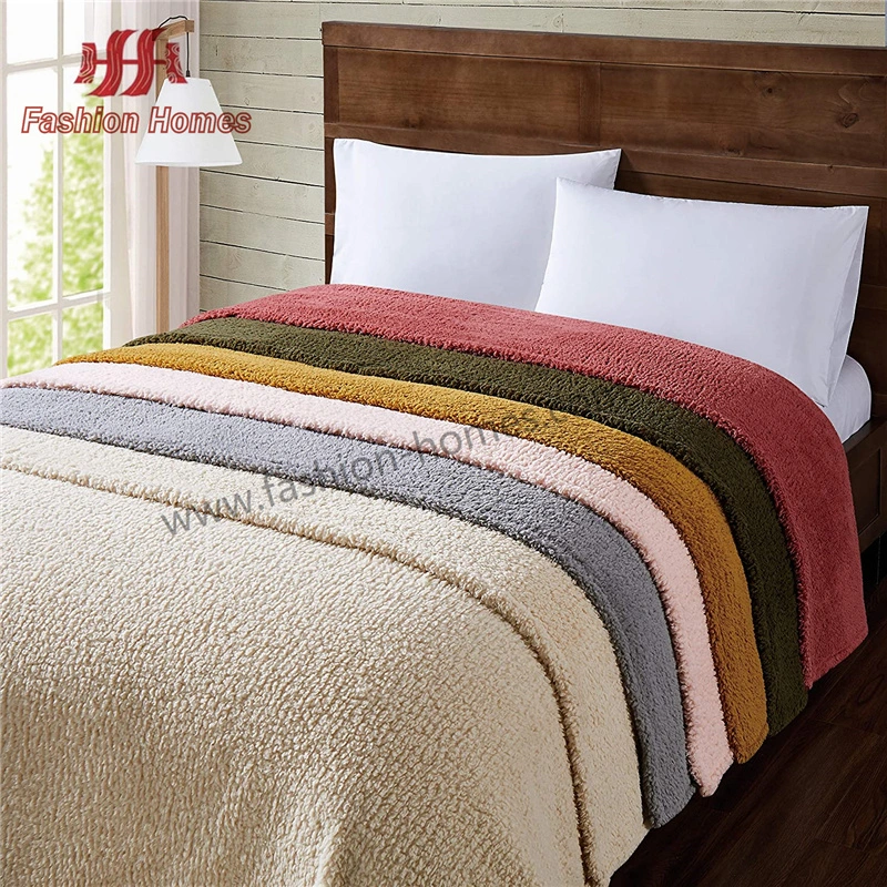 Wholesale Super 100%Polyester Blanket Soft Throw Solid Sherpa Throw Warm Blanket