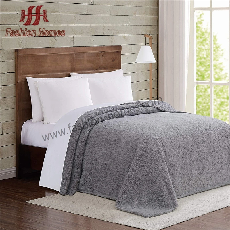 Wholesale Super 100%Polyester Blanket Soft Throw Solid Sherpa Throw Warm Blanket
