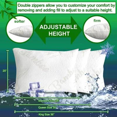 Adjustable Foam Pillow Cooling Bamboo Pillow Shredded Memory Foam Pillow