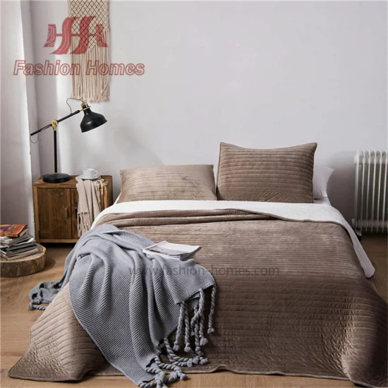 China Home Textile 3D Ultrasonic Quilts Solid Bedspread Geometric Pattern Bed Sheets Microfiber Quilt